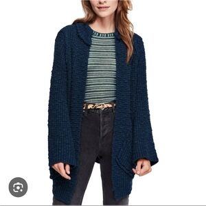 Free People Womens Size XS Black Waterfront Open Front Cardigan Sweater